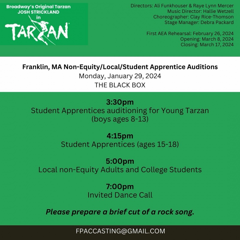 Tarzan NonEquity/Local/Student Auditions